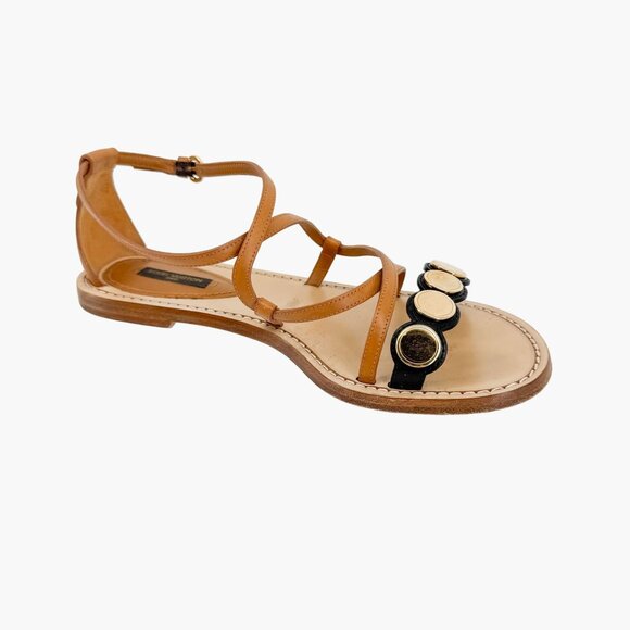 Louis Vuitton South Beach Cross Sandals Size 38.5 US 8.5 Brown Flat LV Leather - Picture 12 of 15
